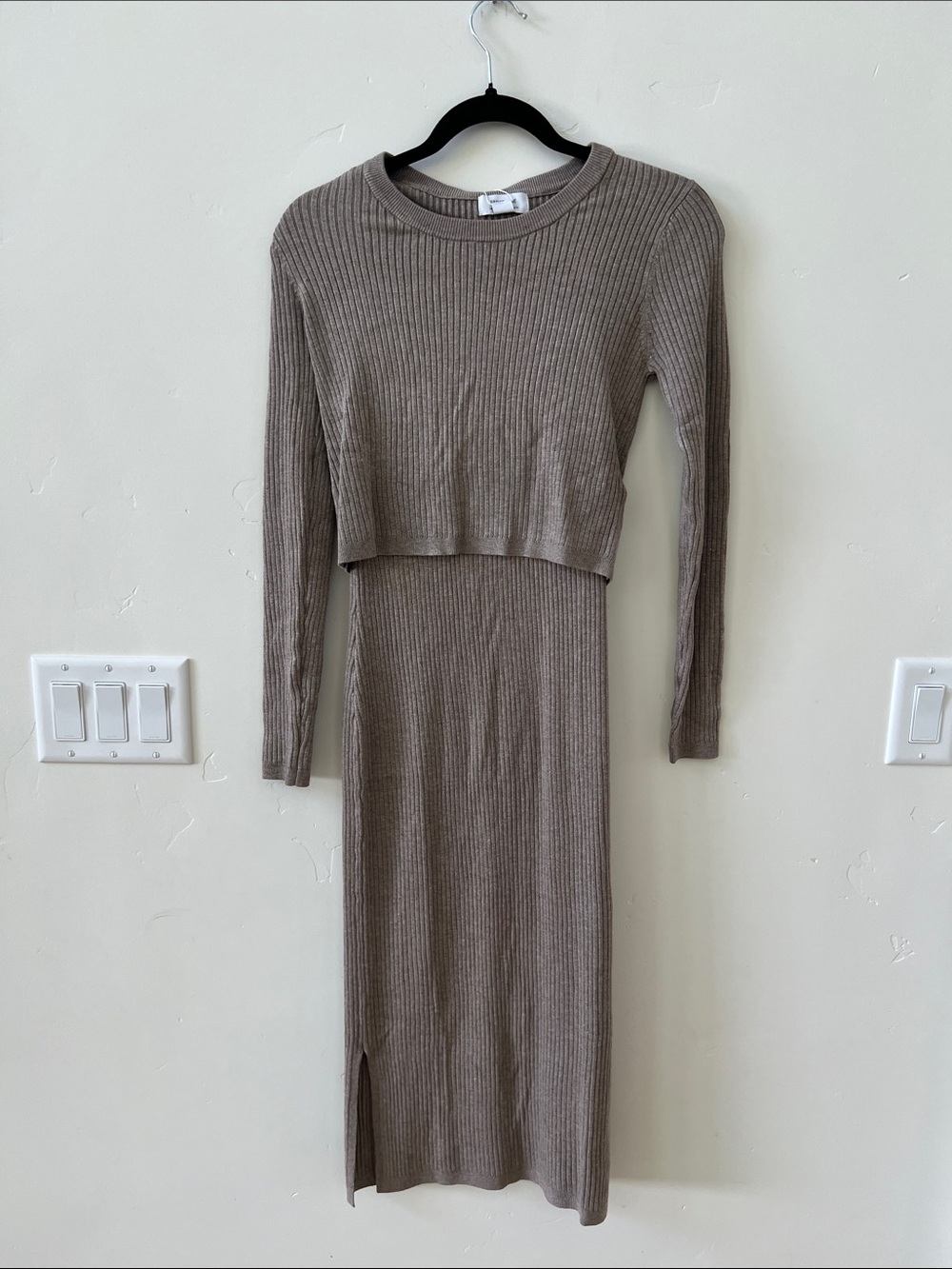 seraphine layered knitted dress in oatmeal